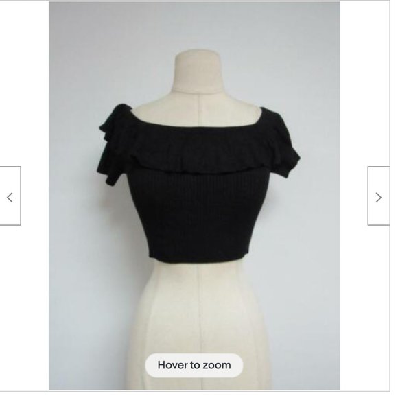 NWOT UO + KIMCHI BLUE RILEY OFF-THE-SHOULDER RUFFLED CROP TOP, XS - Picture 3 of 3
